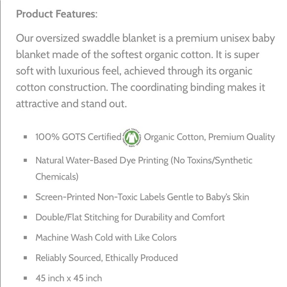 Beecotton Organics Chevron Pattern Swaddle Blanket - Picture 4 of 7